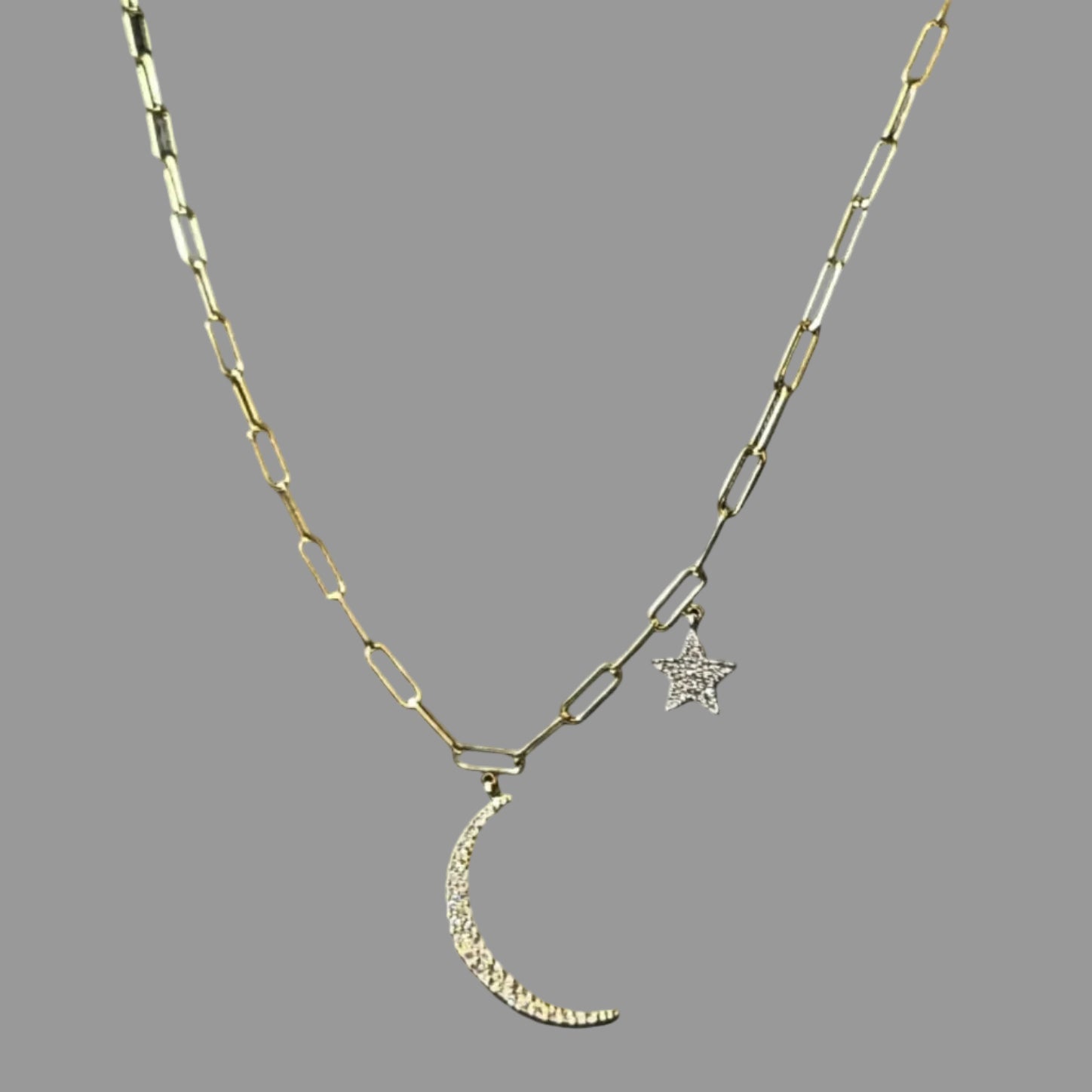 Moon and Star diamond necklace