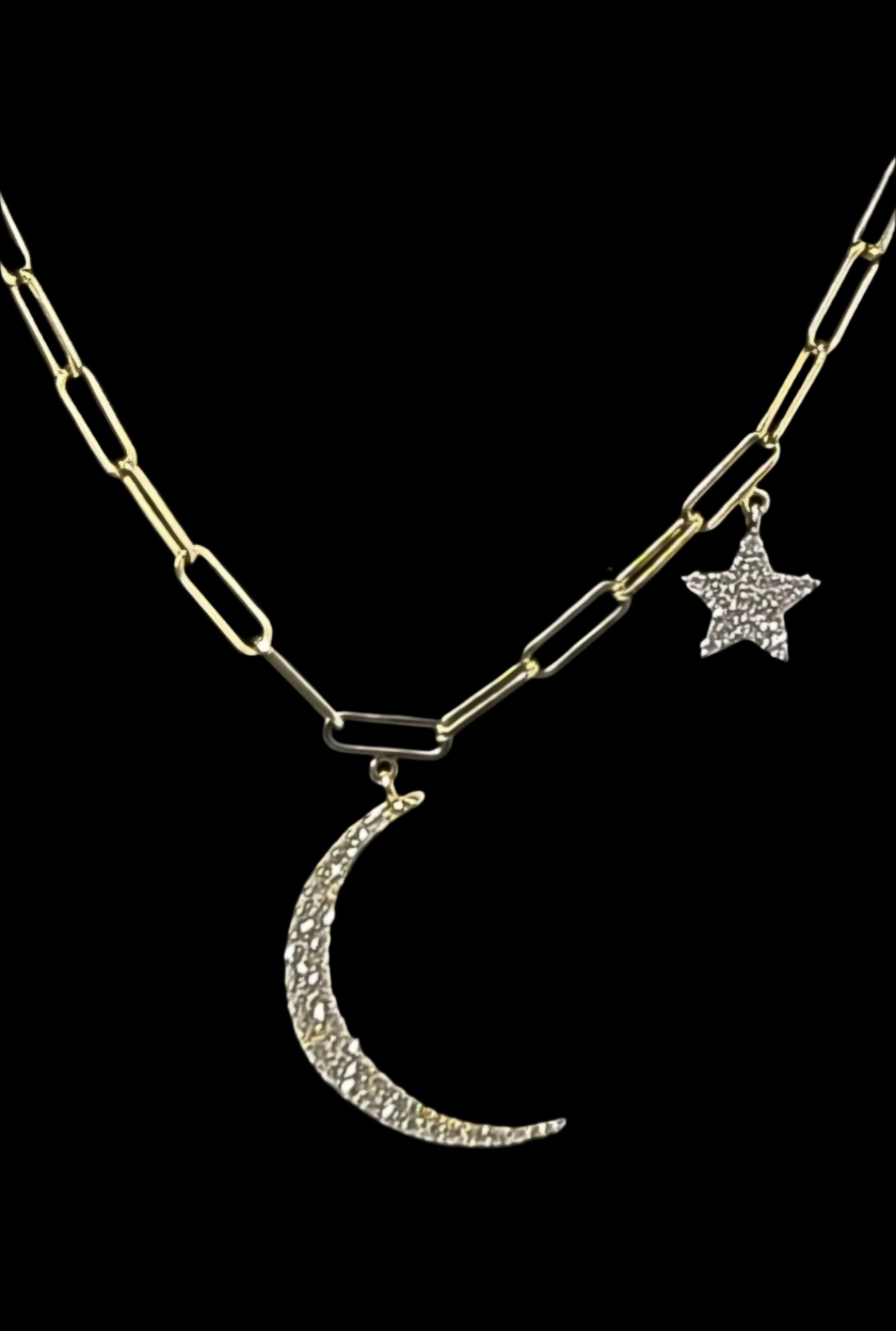 Moon and Star diamond necklace