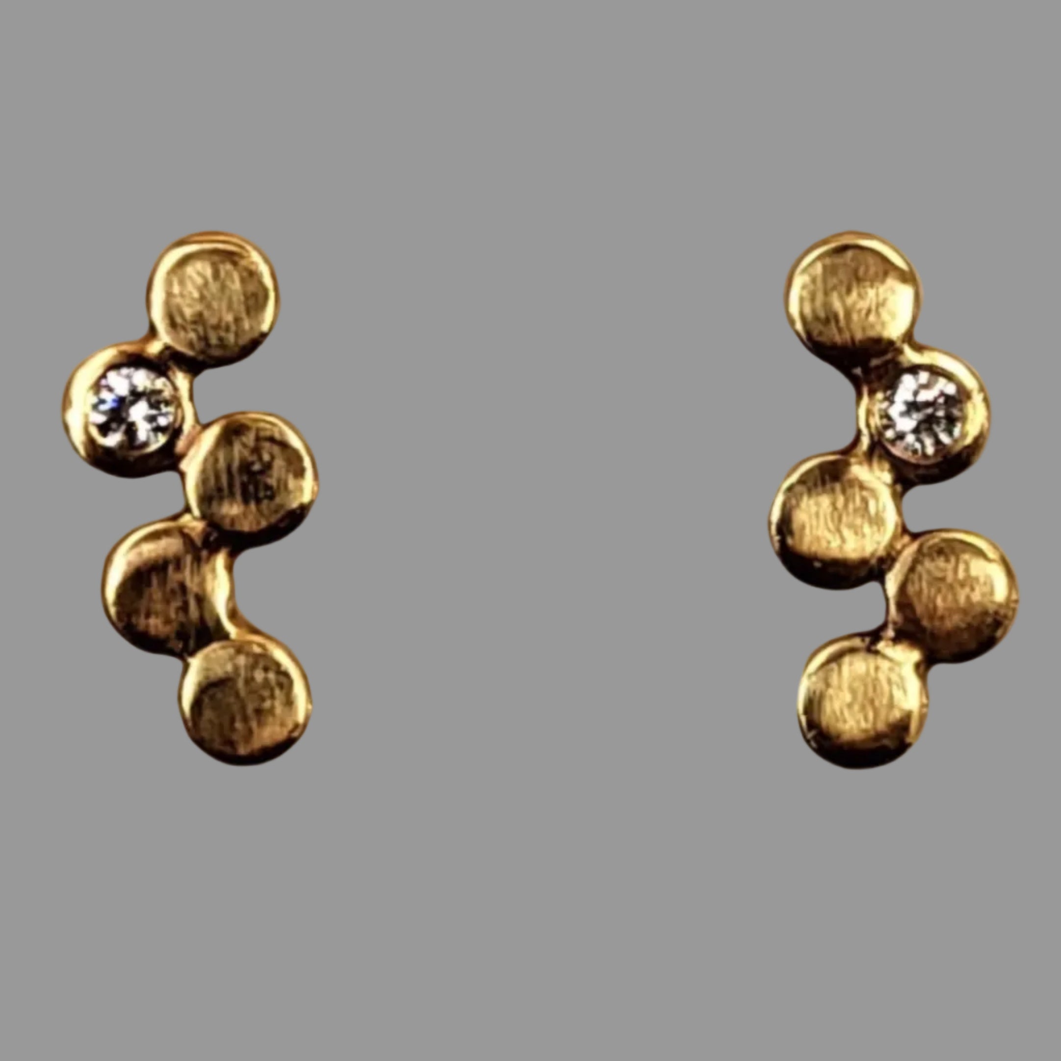 Elongated Bubble gold and diamond earrings