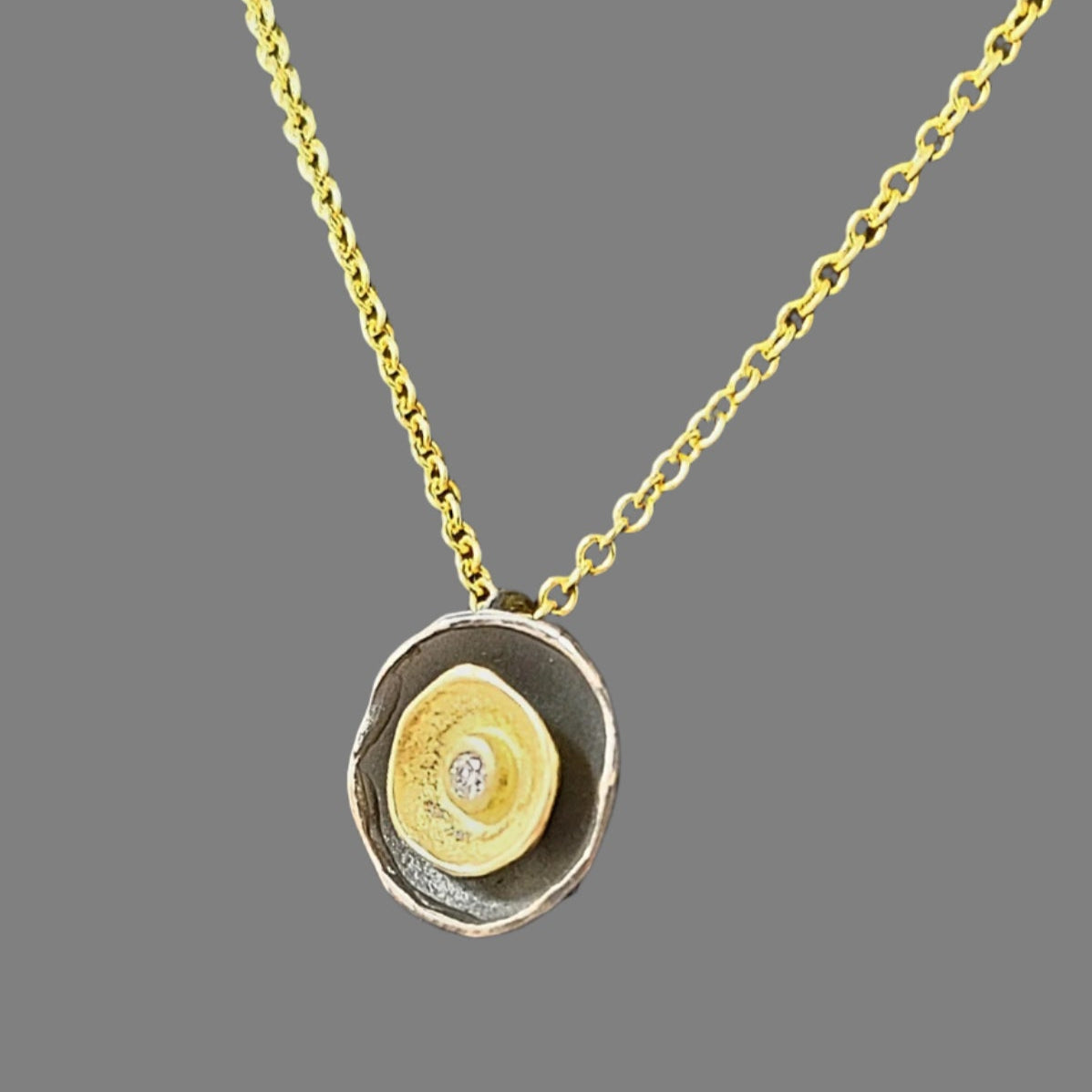 Oxidized Sterling Oyster Pod Pendant