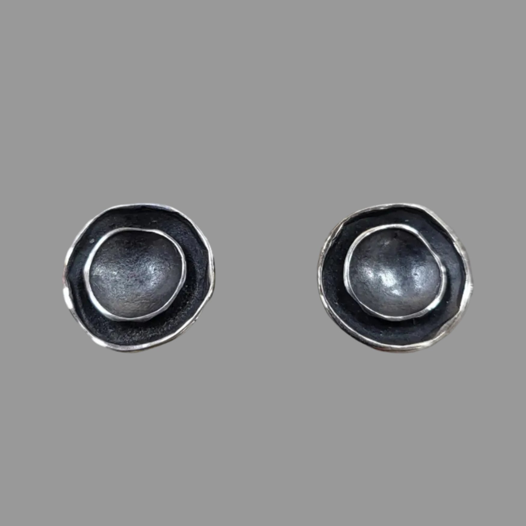 Nested Pod earrings, Oxidized sterling silver