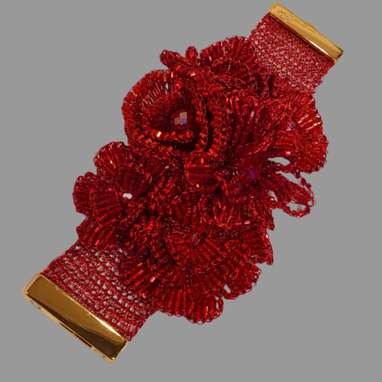 Cherry Red mix crochet corsage bracelet