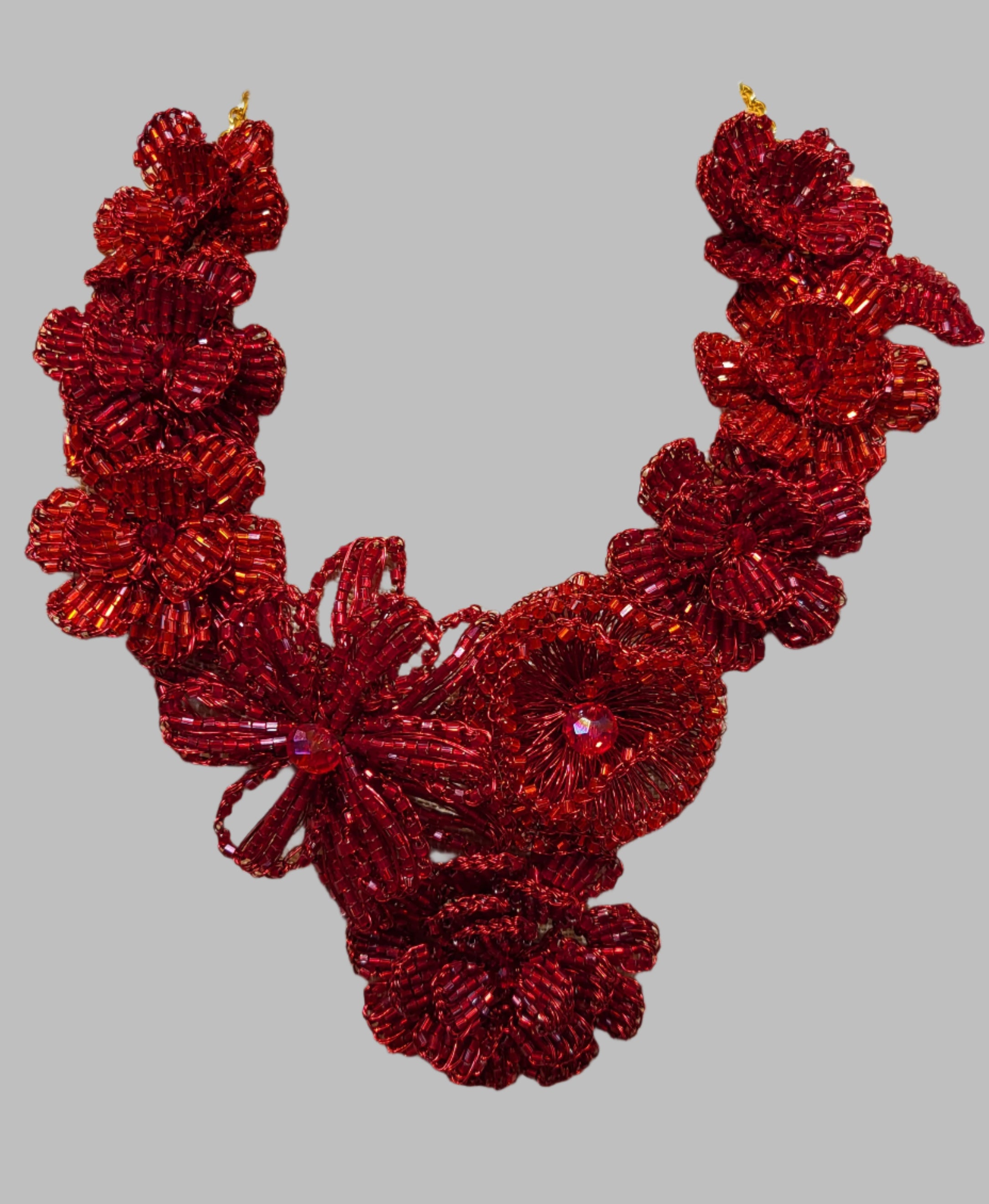 Cherry Red mix crochet garland necklace