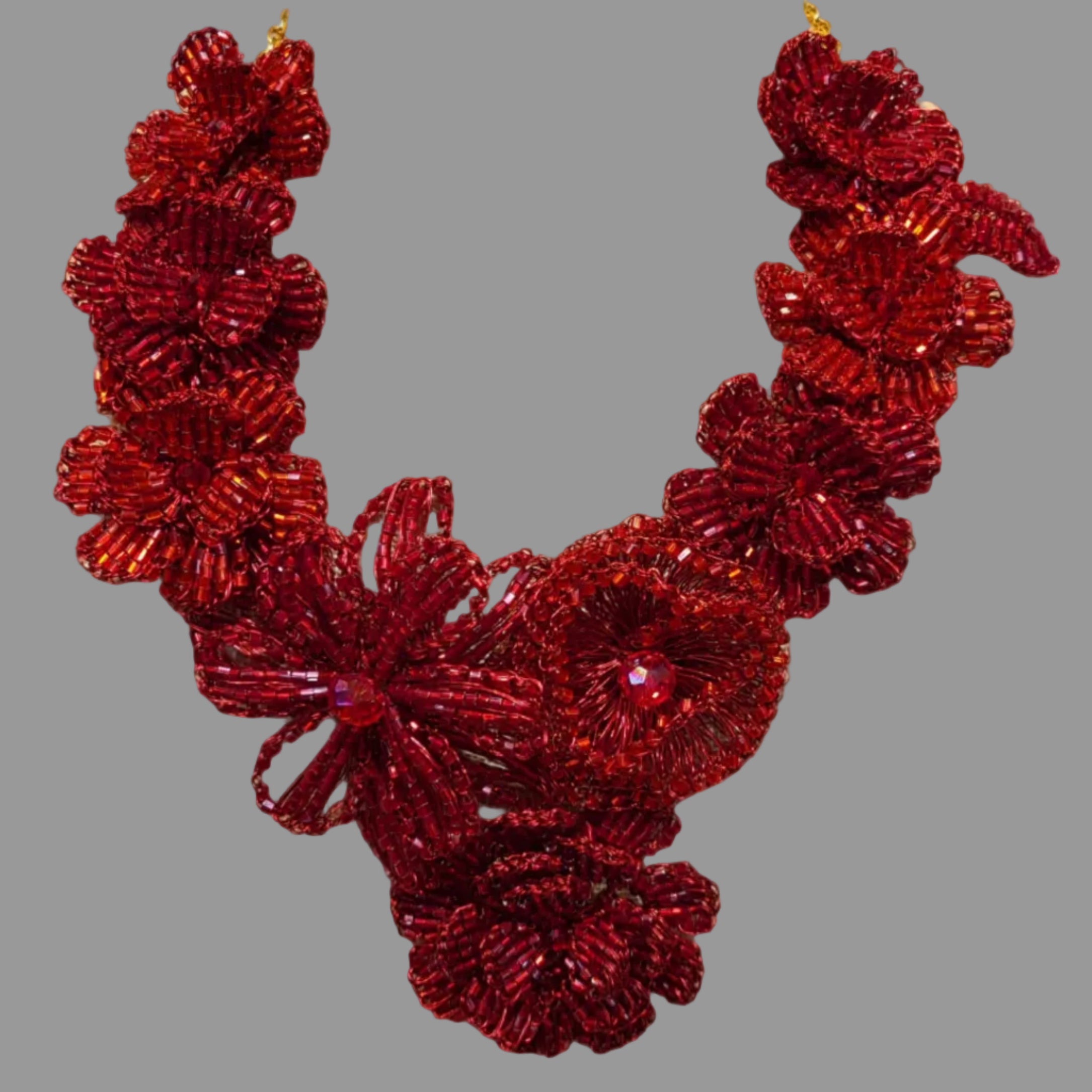Cherry Red mix crochet garland necklace