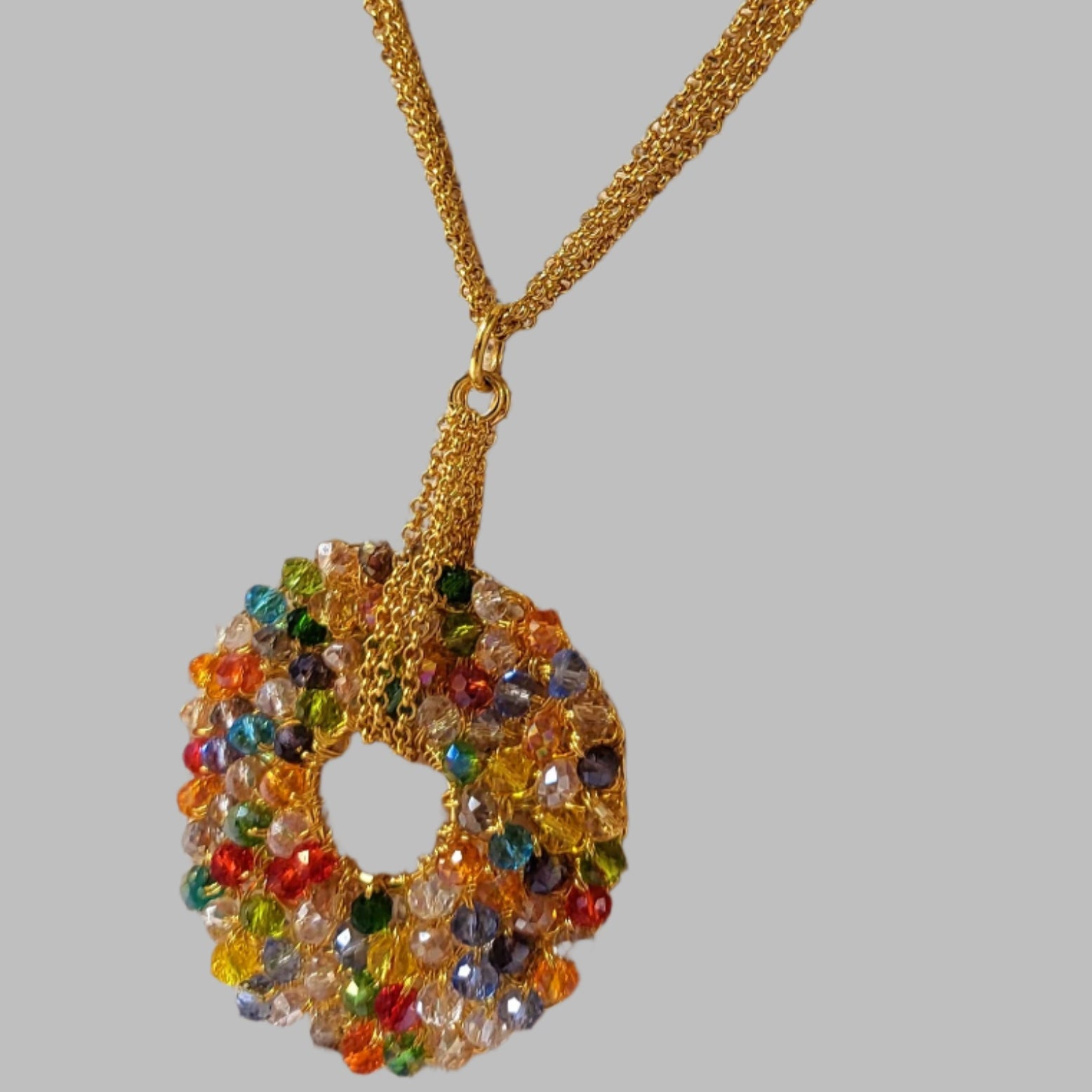 Multi mix crochet pendant