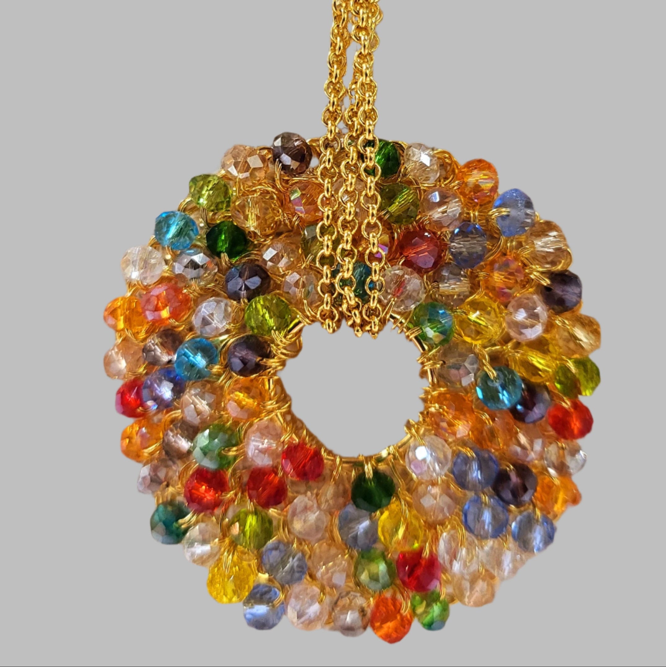 Multi mix crochet pendant