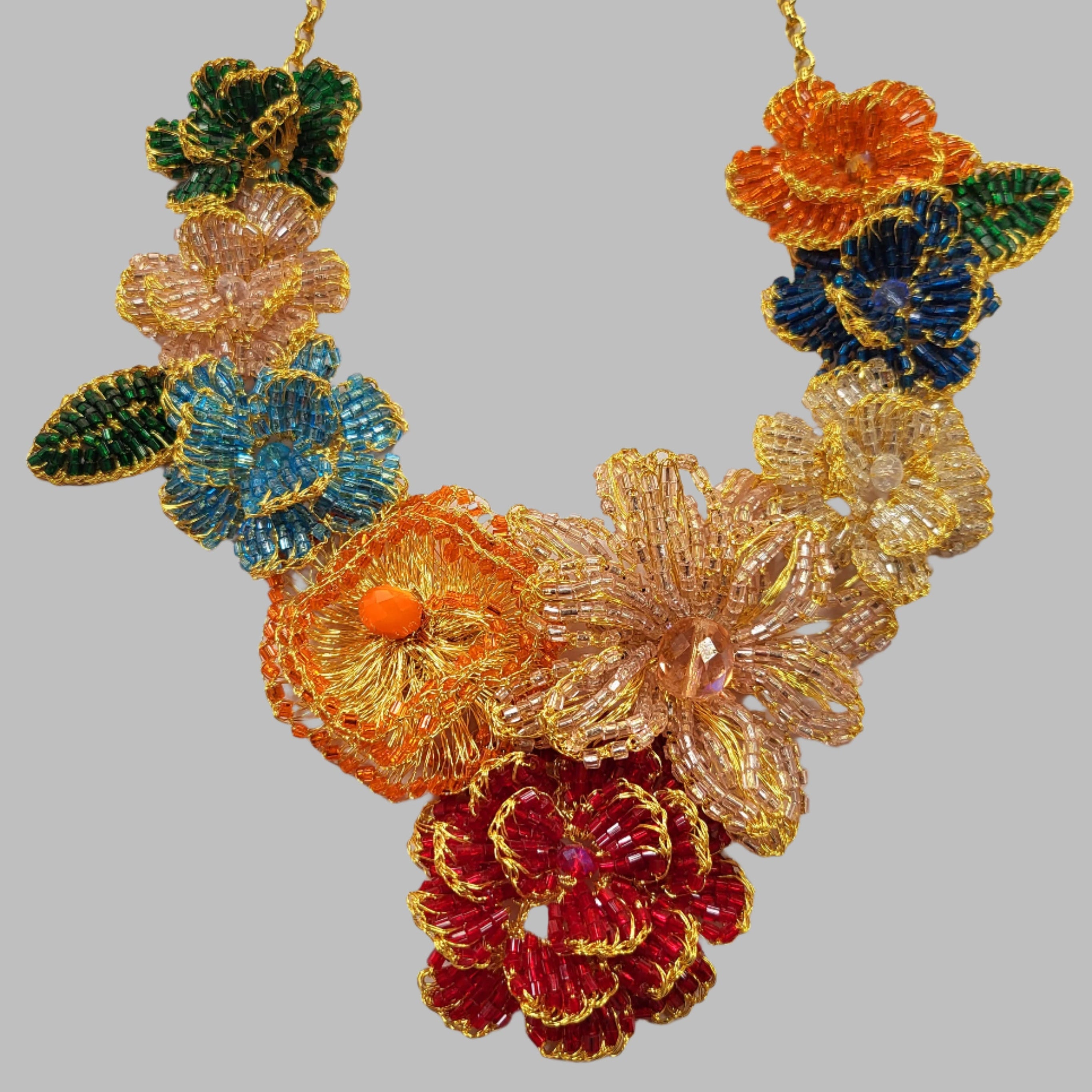Multi mix crochet garland necklace