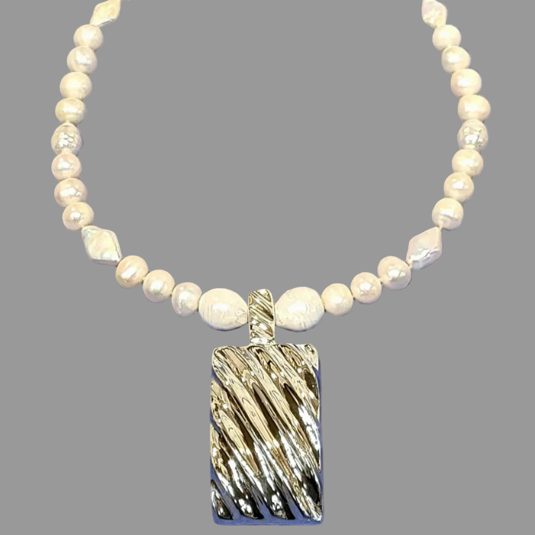 Sterling Statement necklace on Freshwater pearls