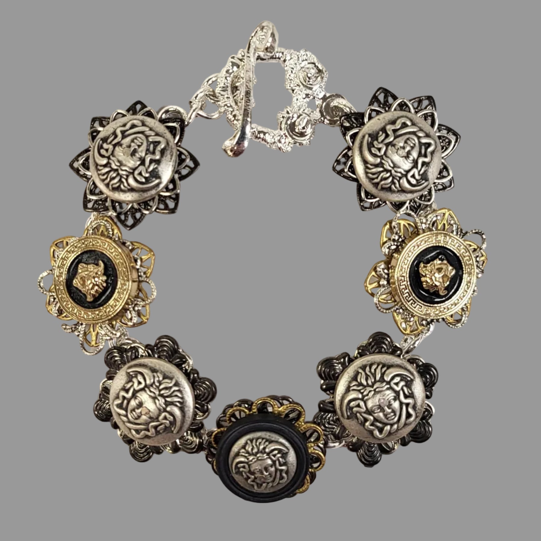 Vintage Versace button link bracelet