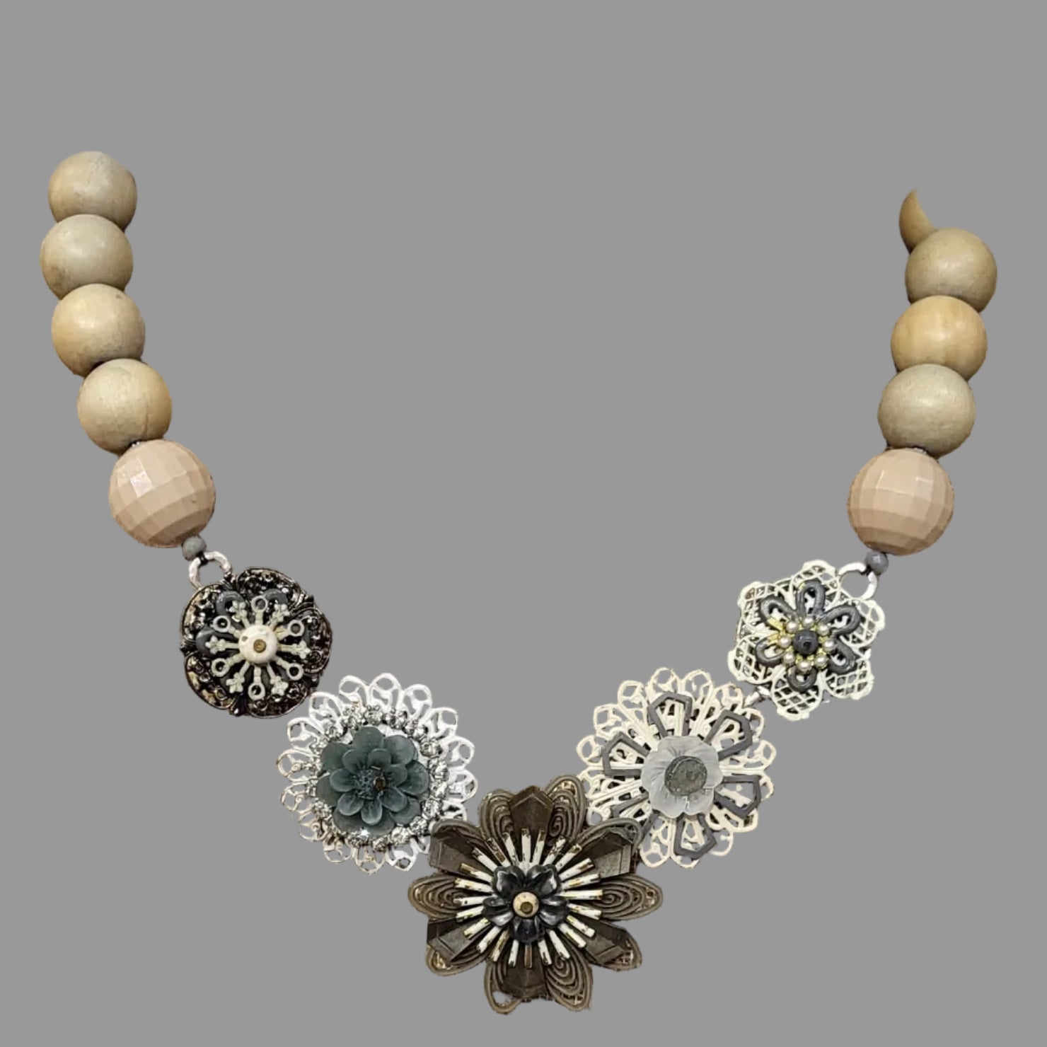 Frida Garland Necklace: Driftwood on wood beads