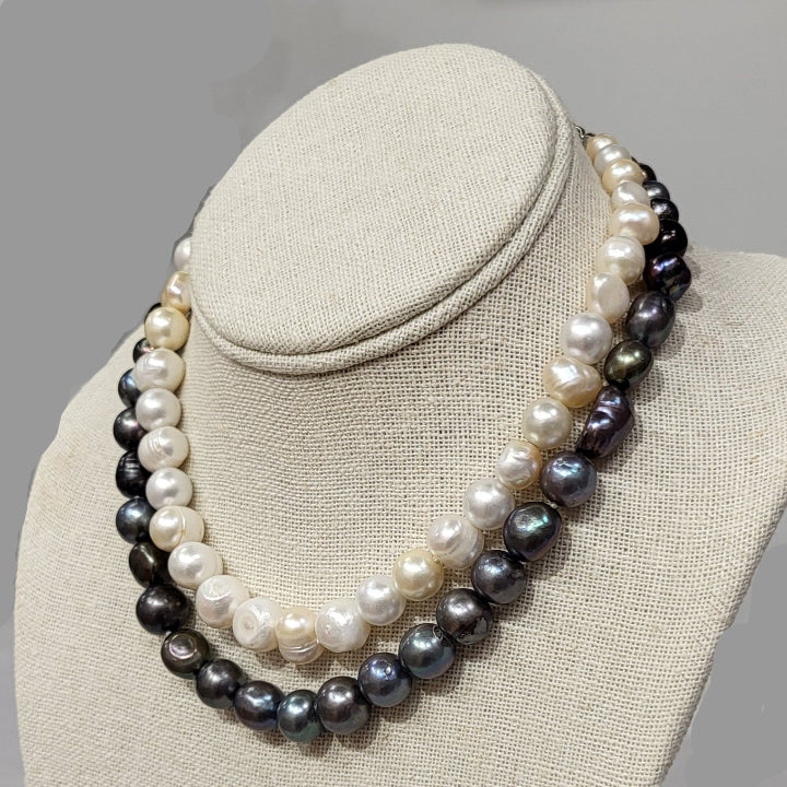 Black and white pearls for layering