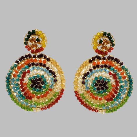 Multicolor Mix Dahlia crochet earrings