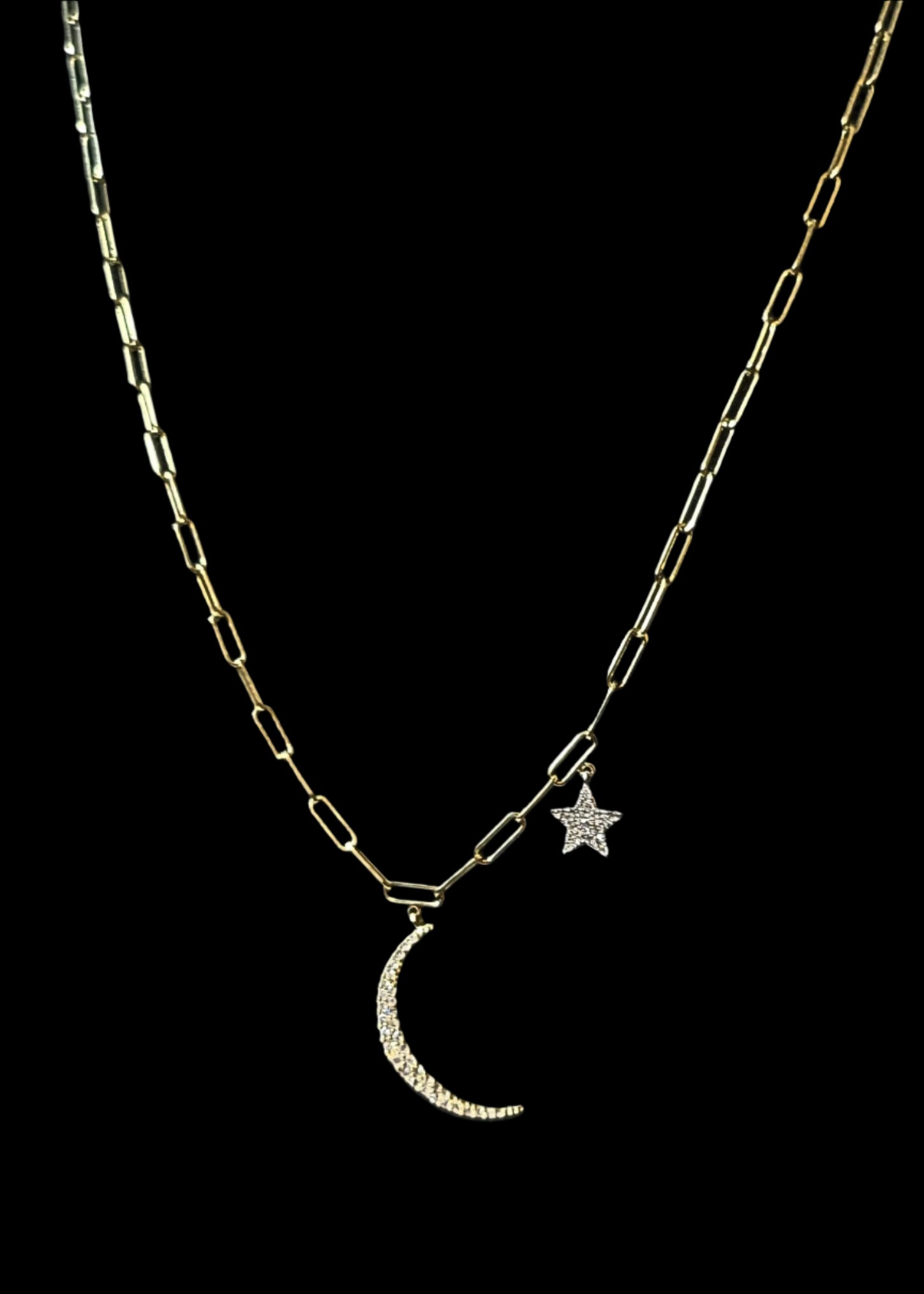 Moon and Star diamond necklace
