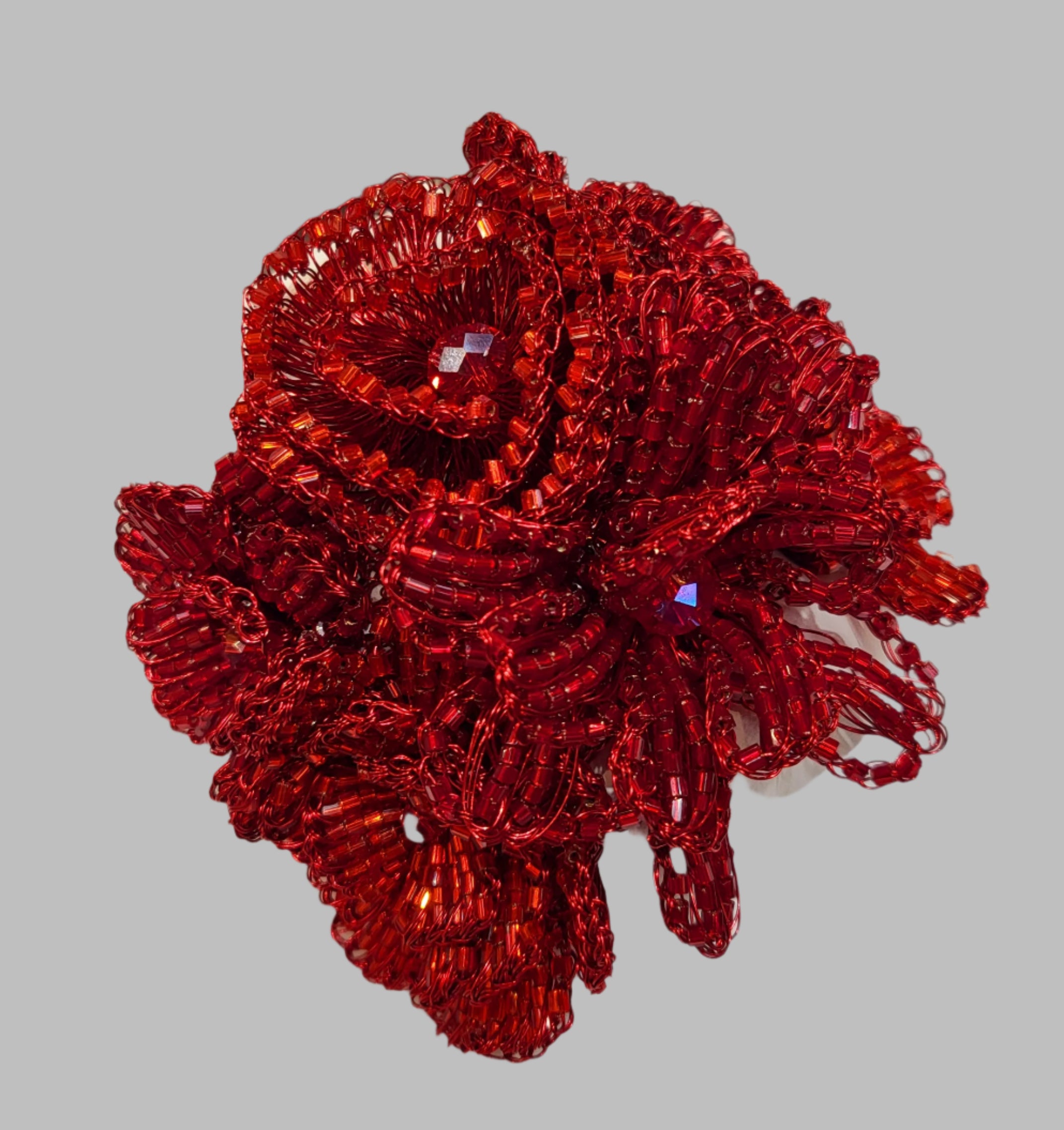 Cherry Red mix crochet corsage bracelet