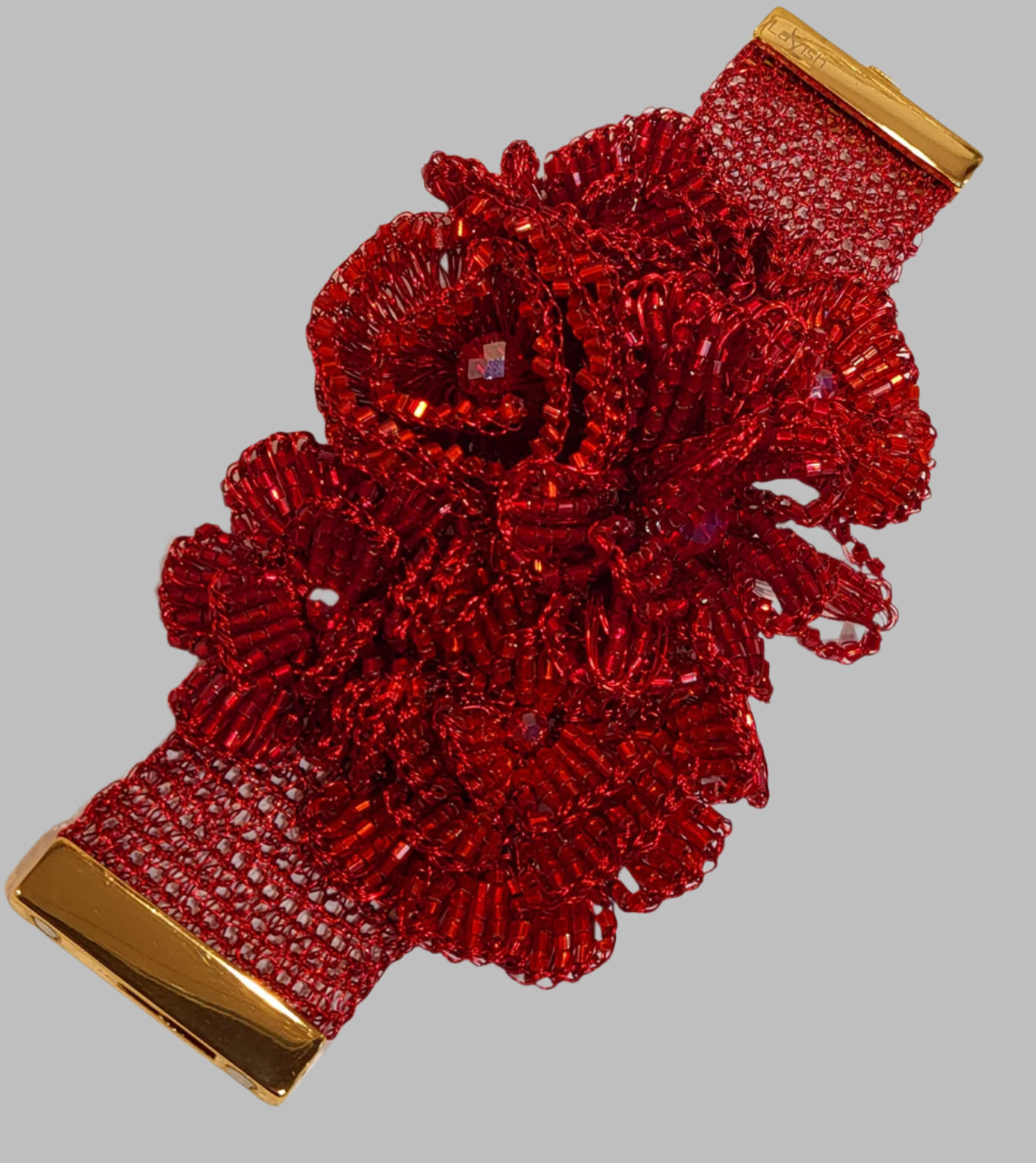 Cherry Red mix crochet corsage bracelet