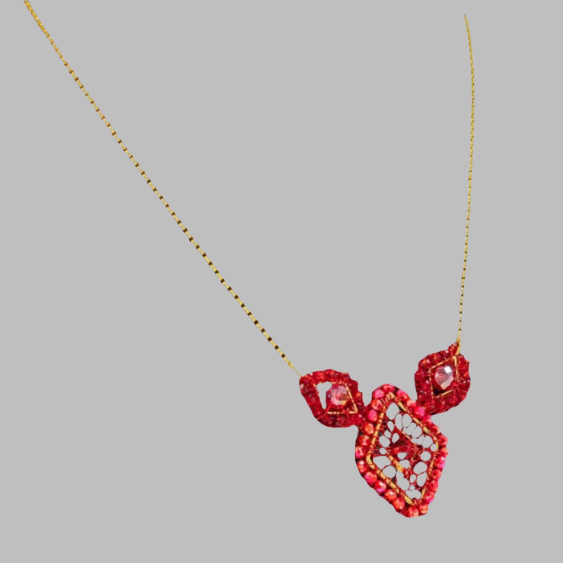 Cherry Red mix crochet pendant