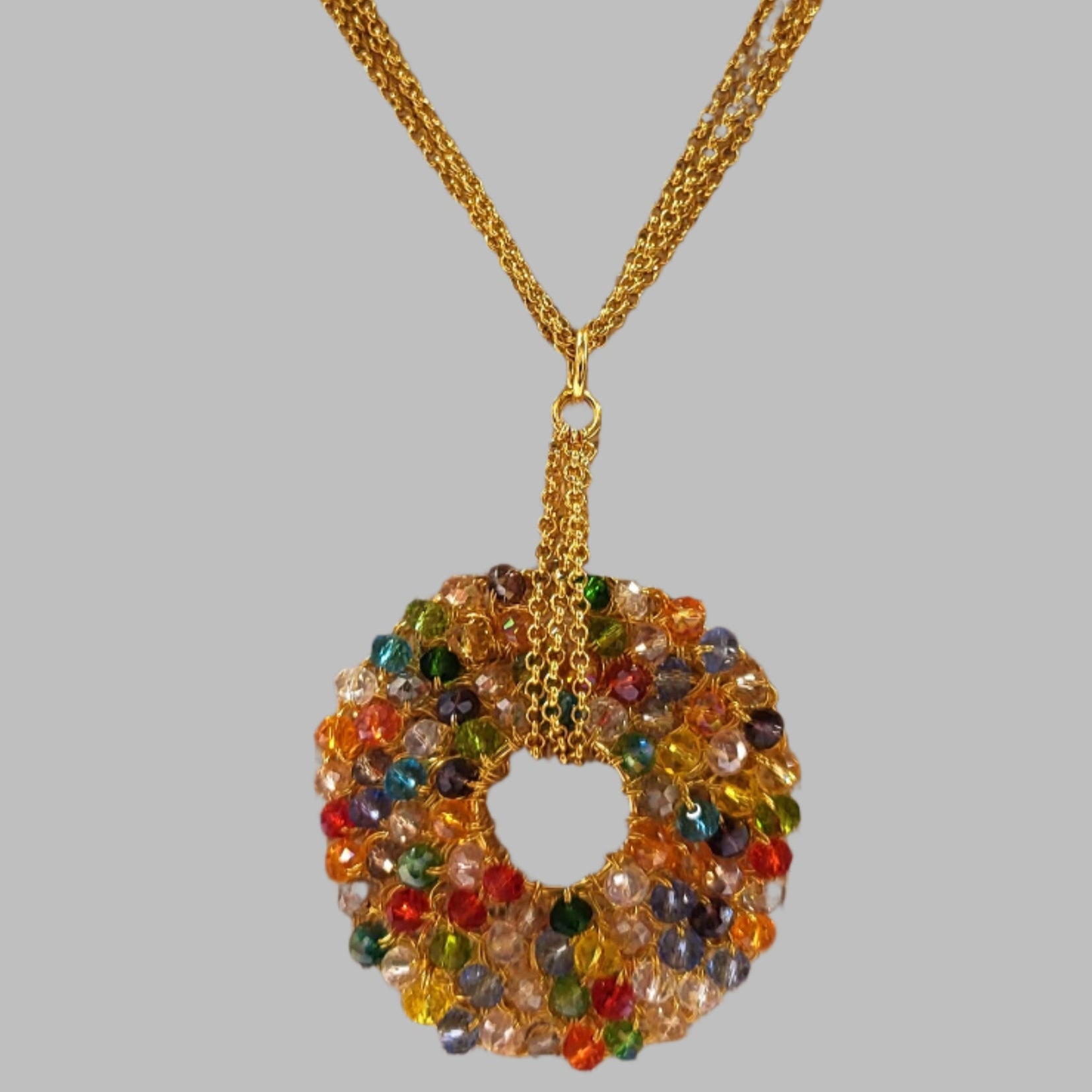 Multi mix crochet pendant