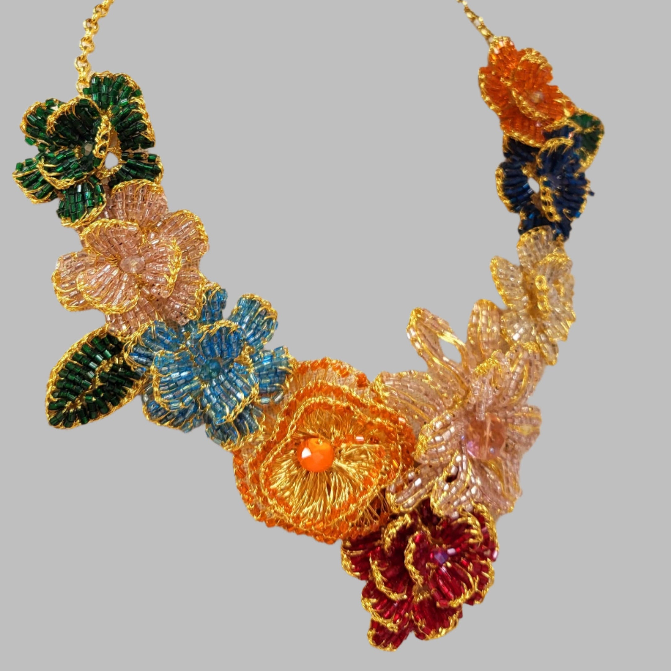 Multi mix crochet garland necklace