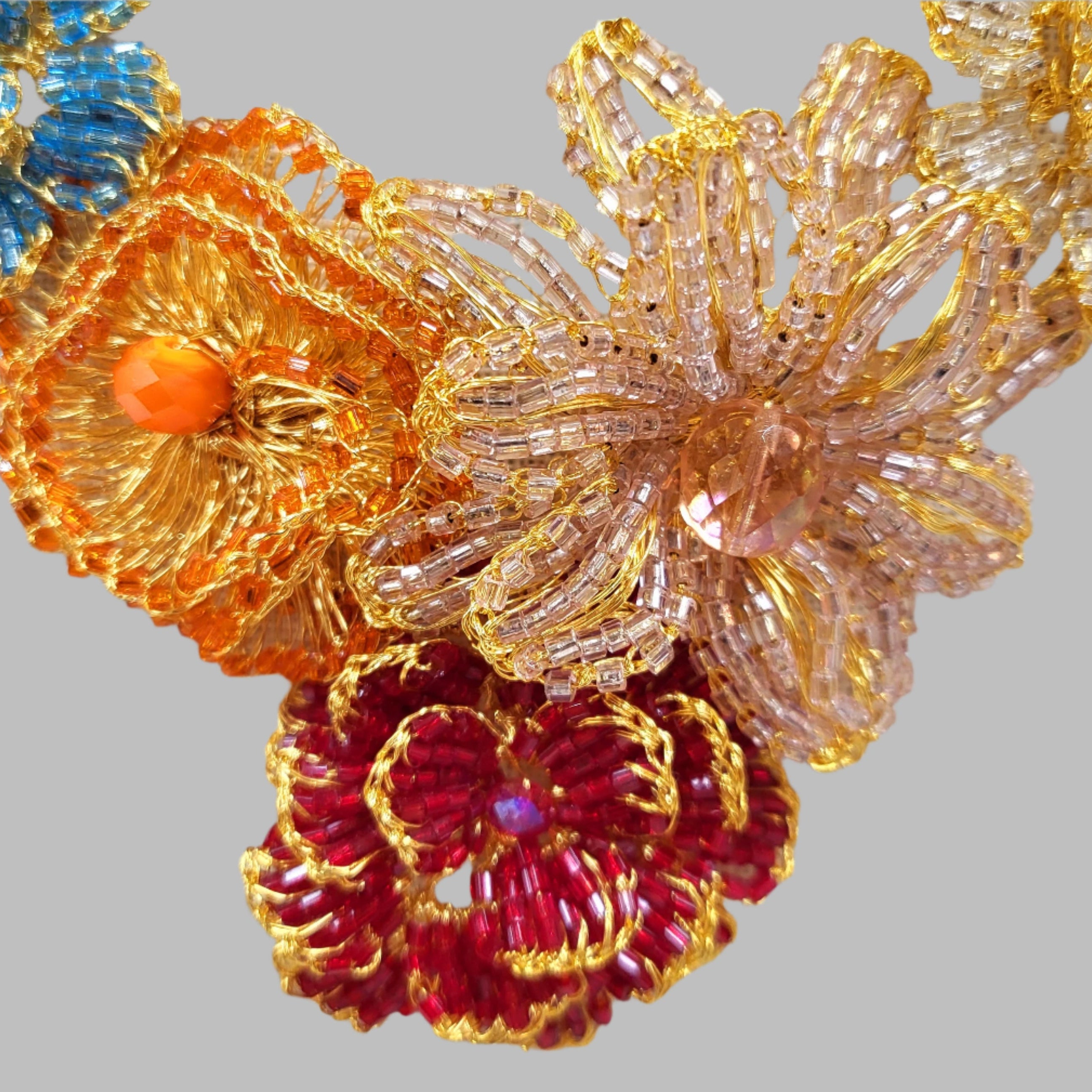 Multi mix crochet garland necklace