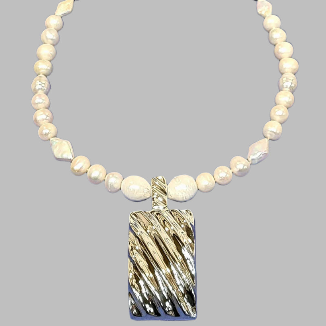 Sterling Statement necklace on Freshwater pearls