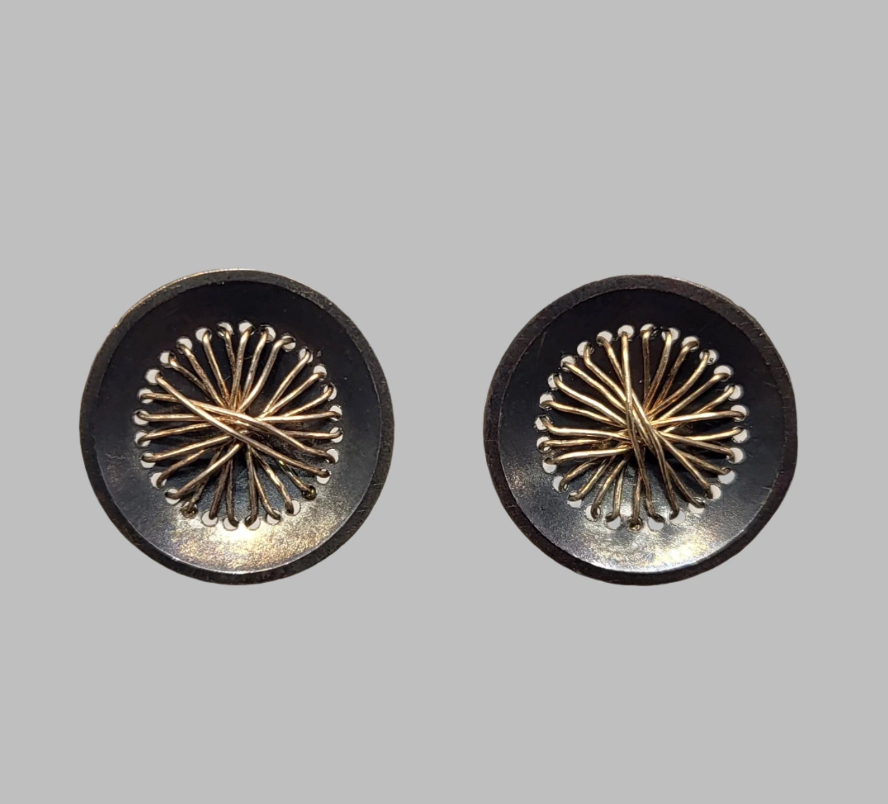 stitched circle earrings