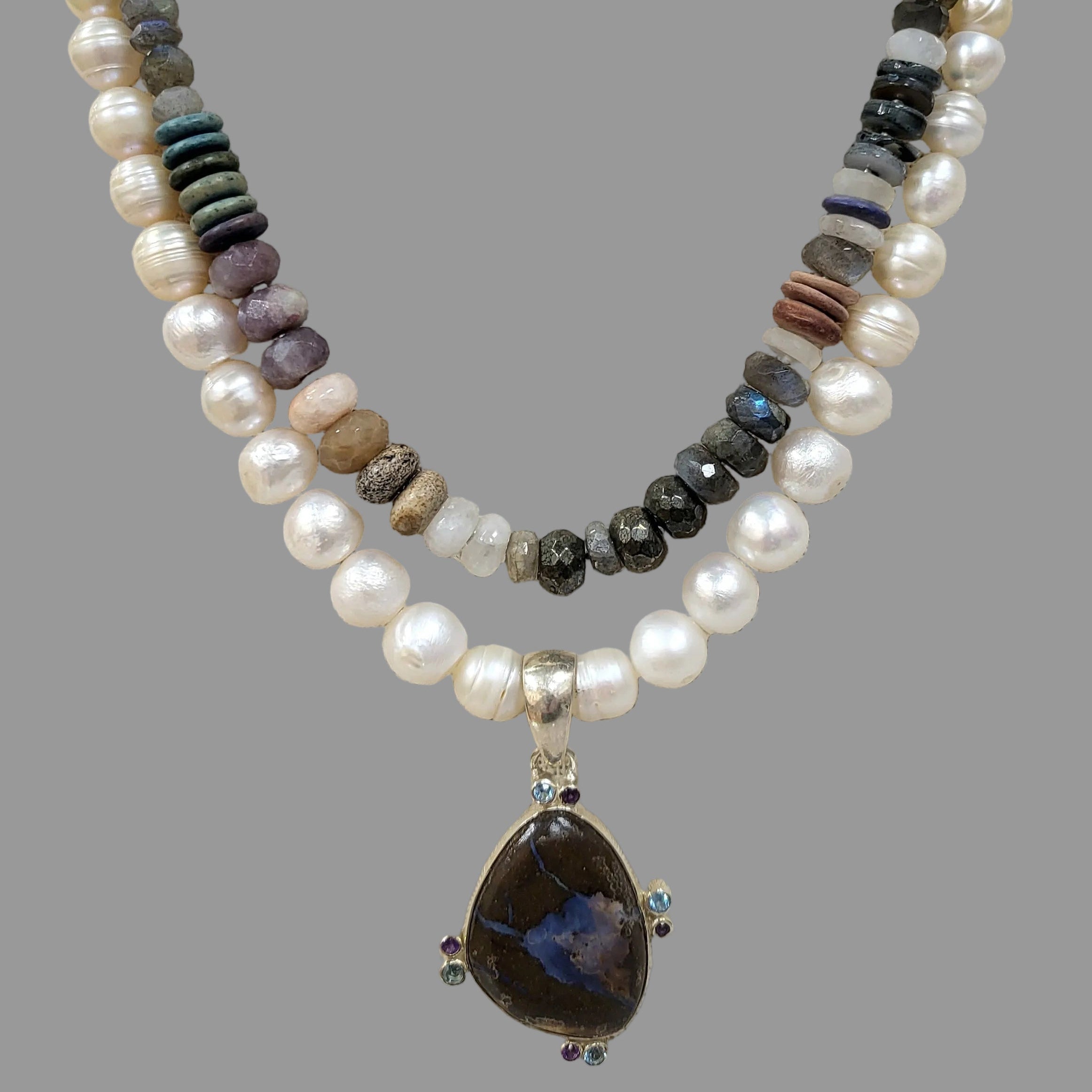 Sterling boulder opal pendant