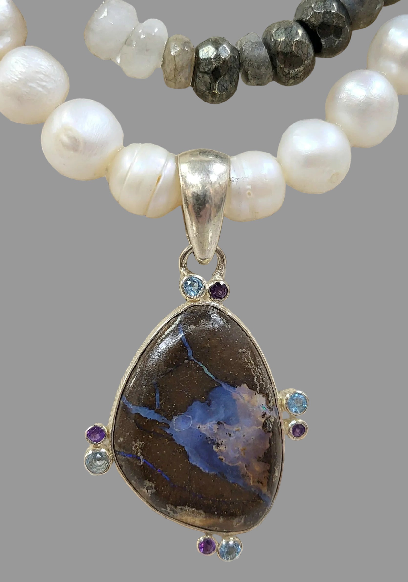 Sterling boulder opal pendant