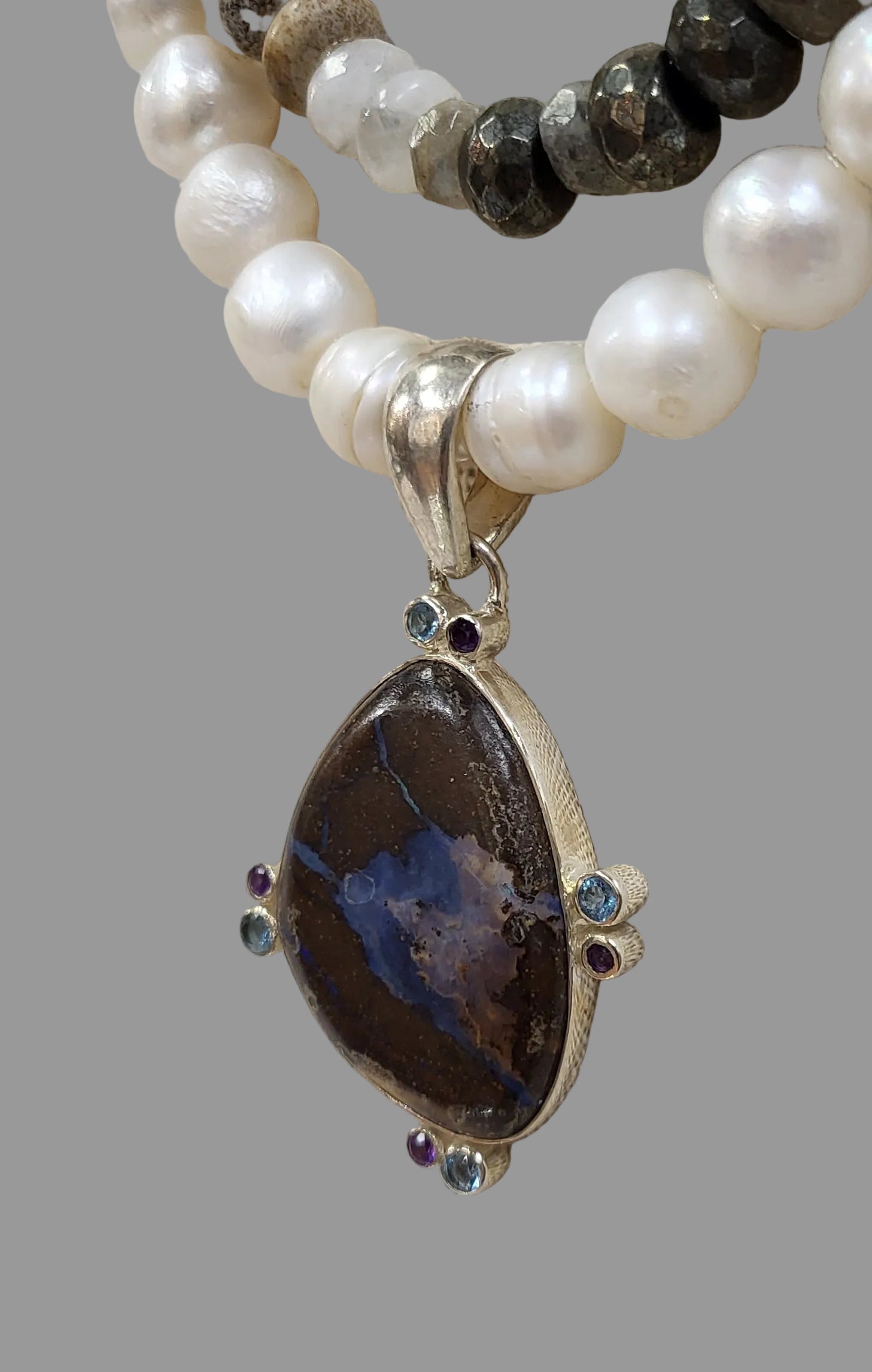 Sterling boulder opal pendant