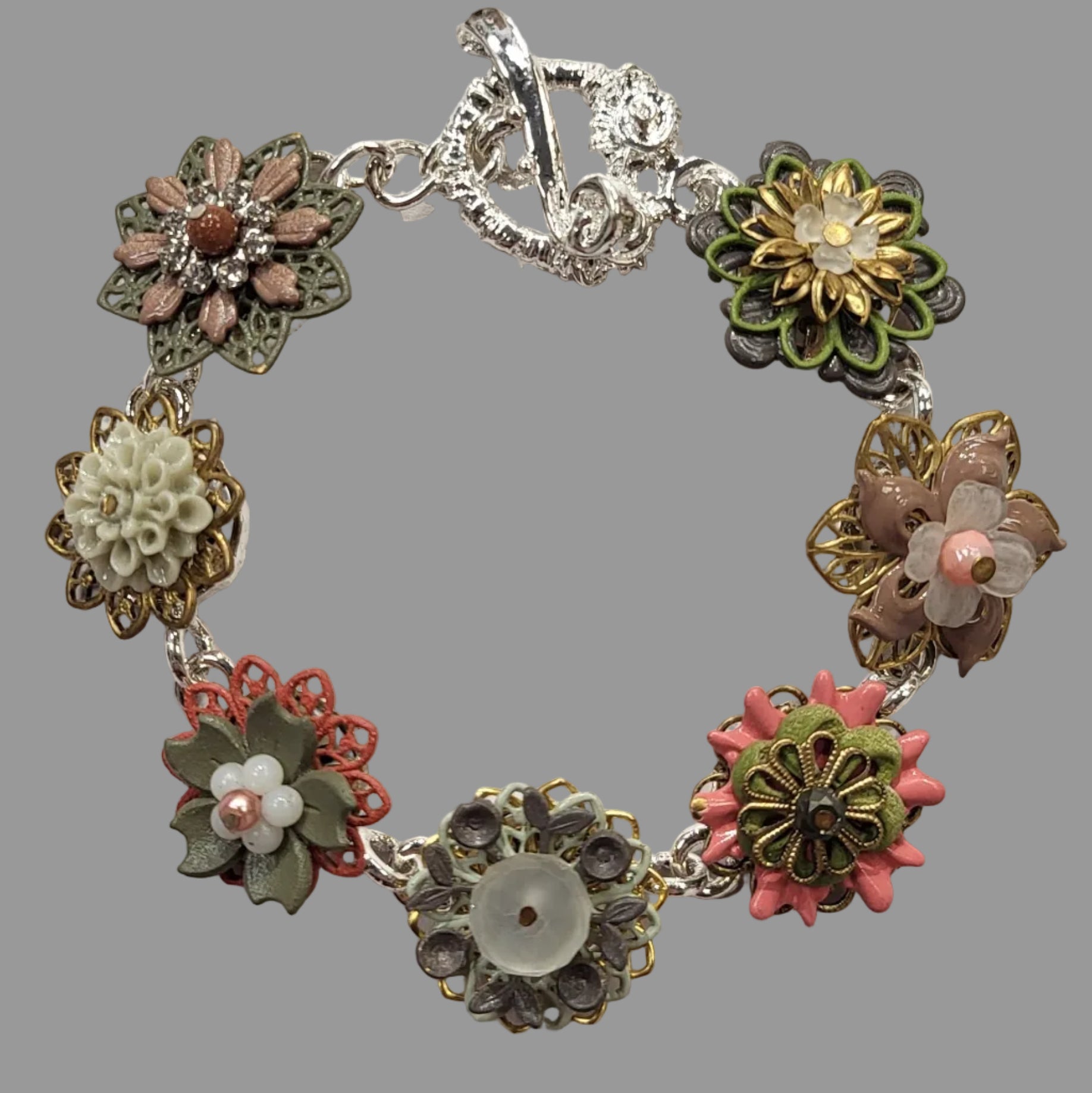 Orchid link bracelet