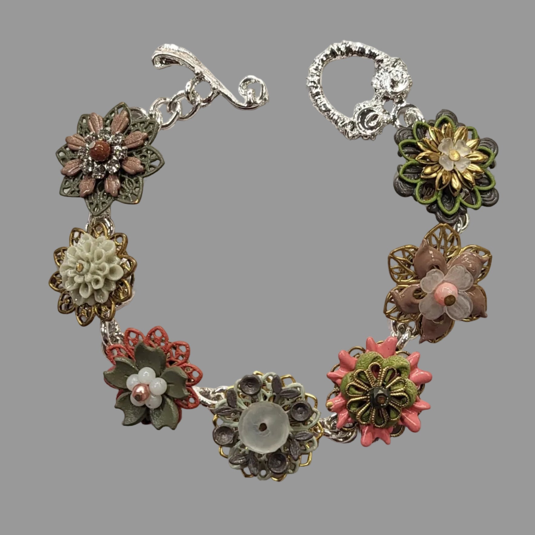 Orchid link bracelet