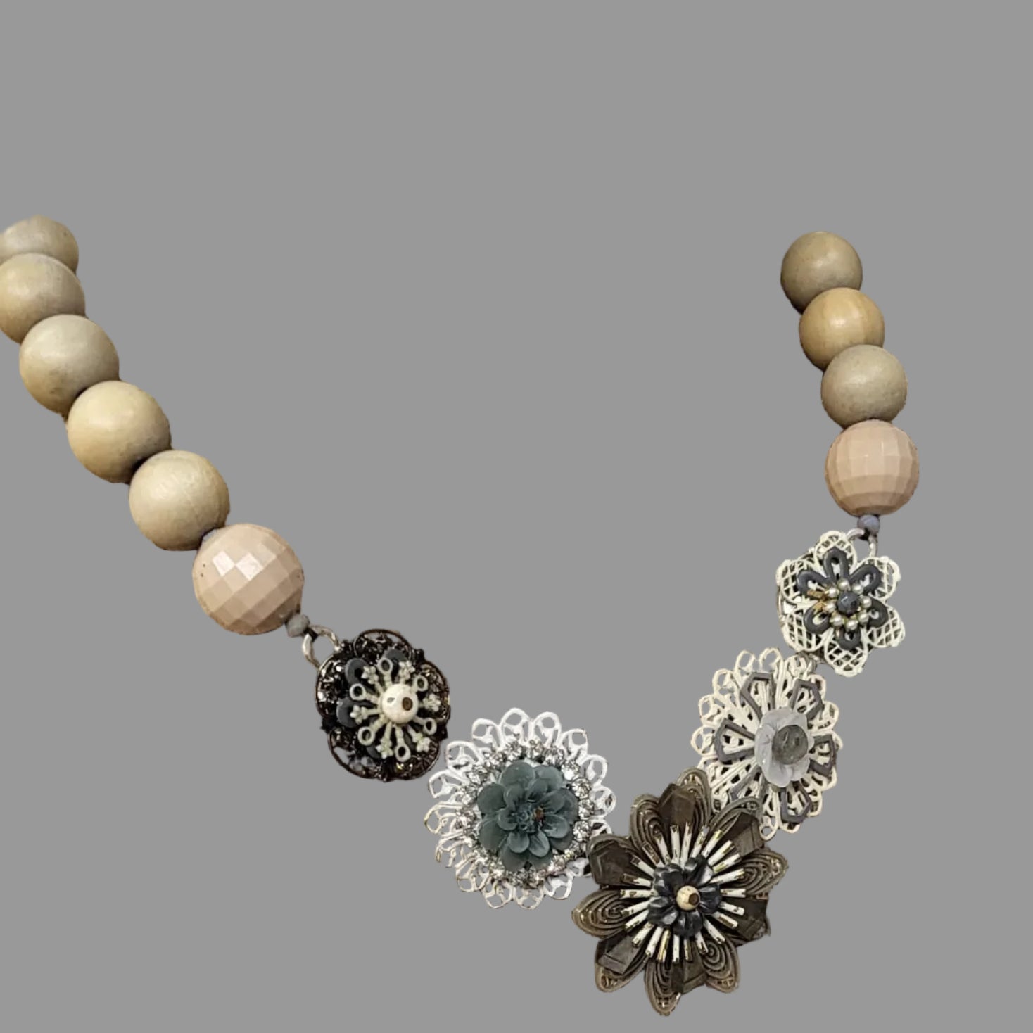 Frida Garland Necklace: Driftwood on wood beads