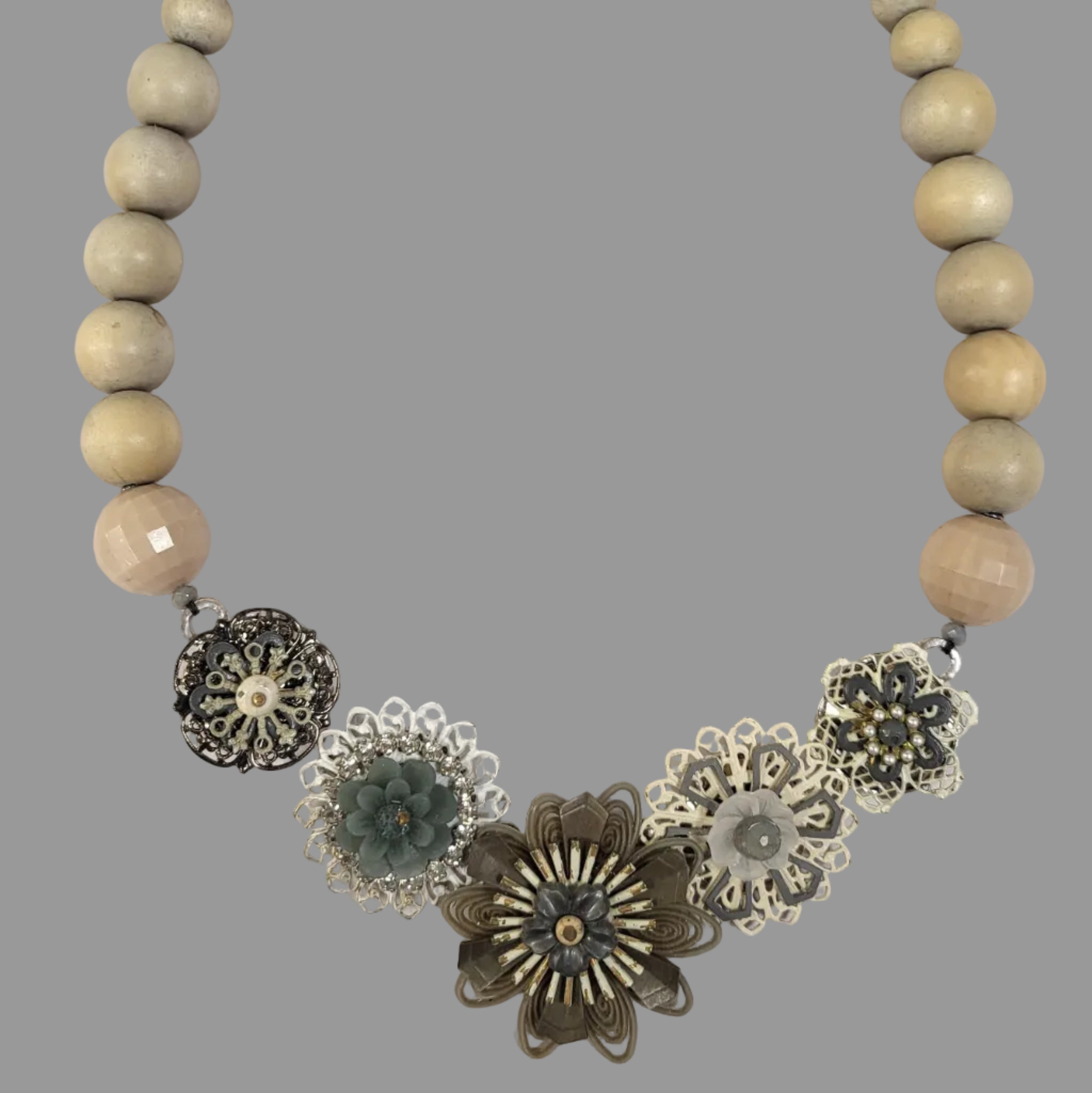 Frida Garland Necklace: Driftwood on wood beads