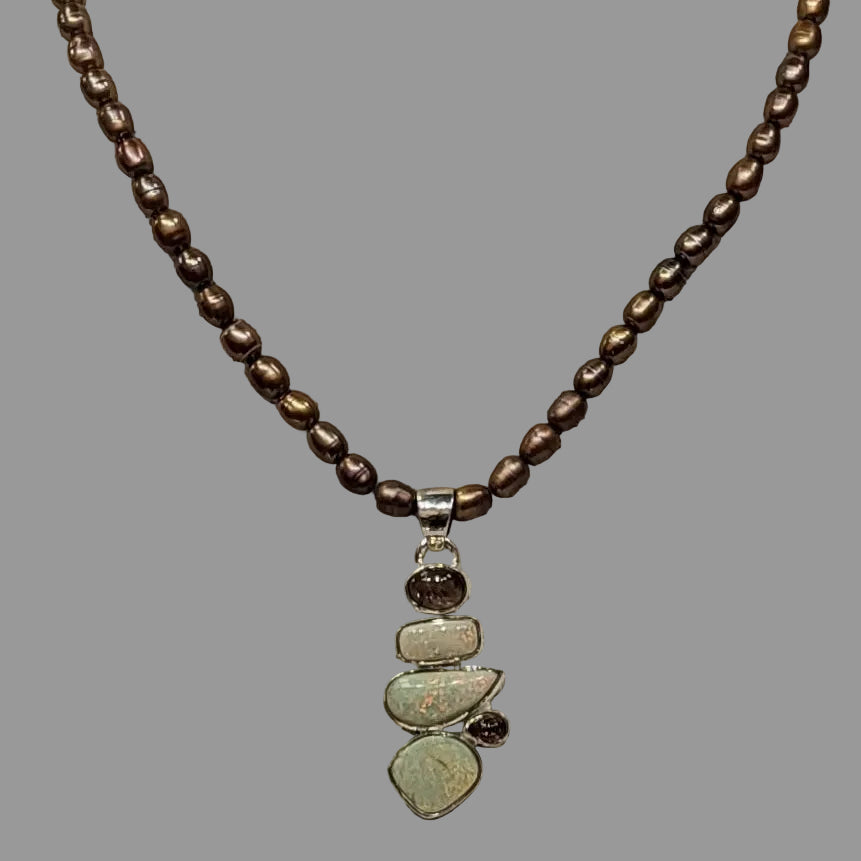 Opal - Tourmaline Pendant