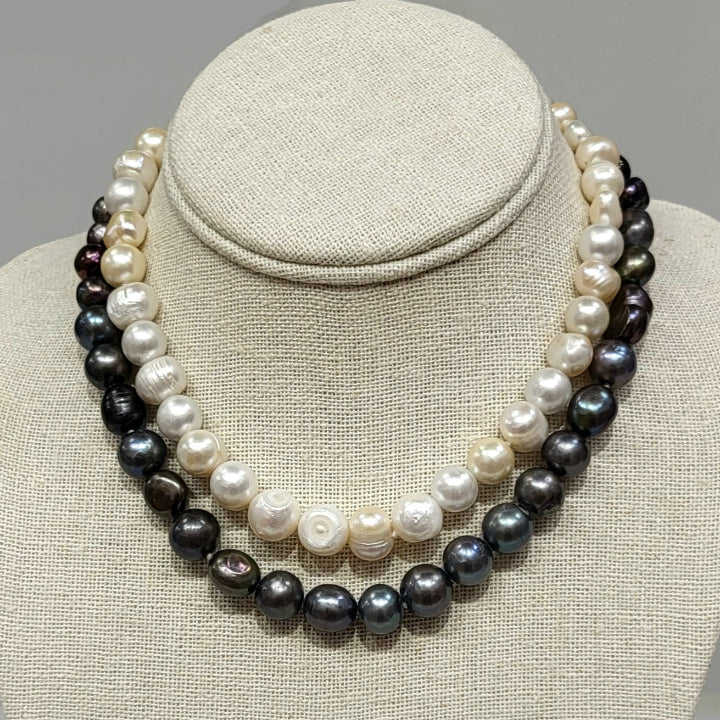 Black and white pearls for layering