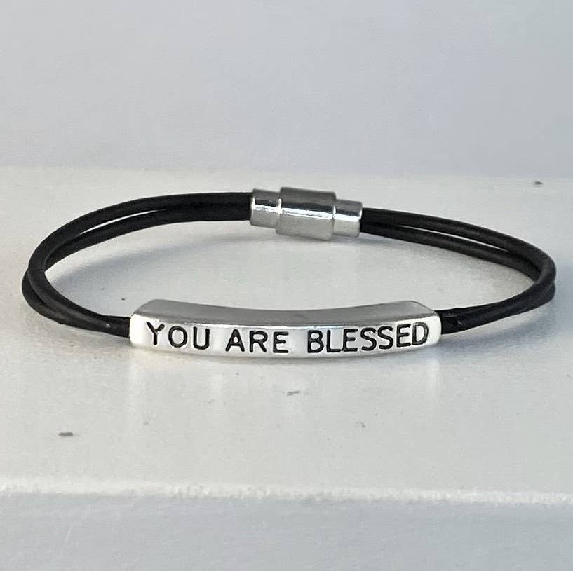 Leather LOVE affirmation bracelet YOU ARE BLESSED