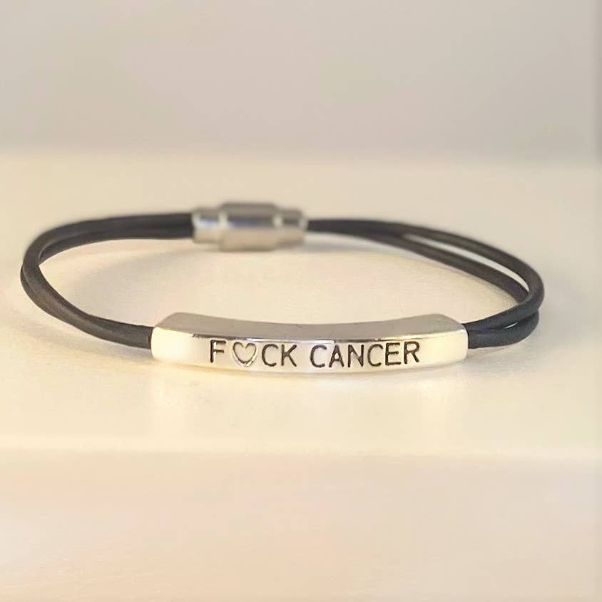 Leather NAUGHTY bracelets   F-CK CANCER