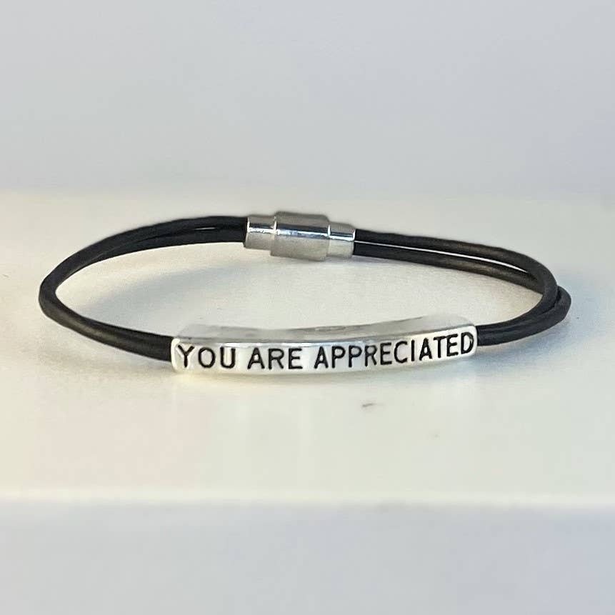 Leather LOVE affirmation bracelet YOU ARE APPRECIATED