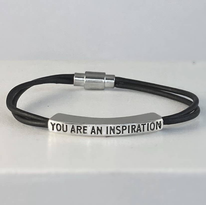 Leather LOVE affirmation bracelet YOU ARE AN INSPIRATION