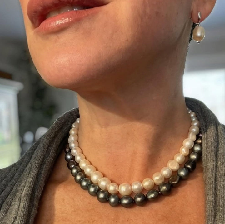 Black and white pearls for layering
