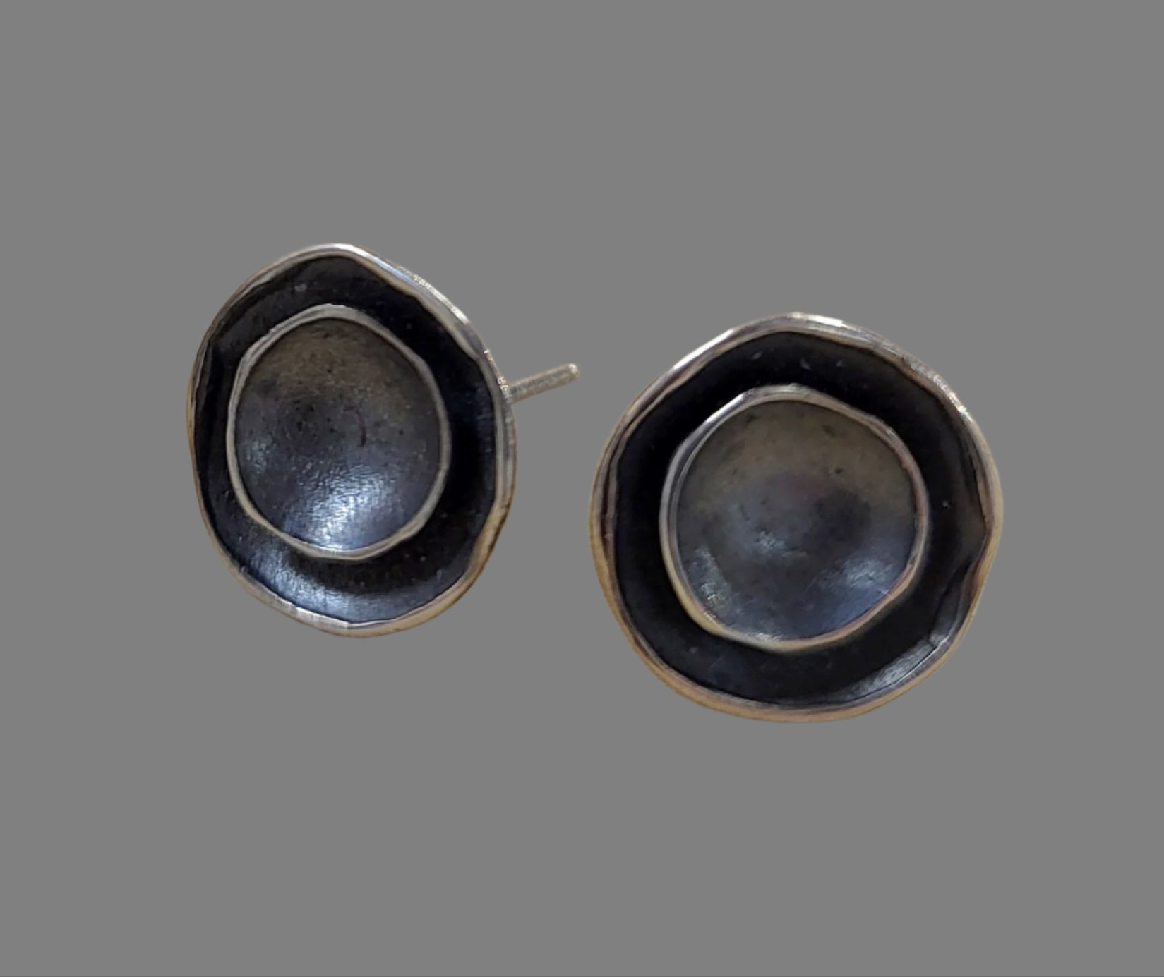 Nested Pod earrings, Oxidized sterling silver
