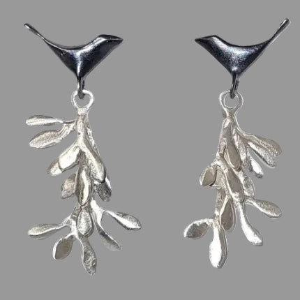 Long branch and bird drop earrings
