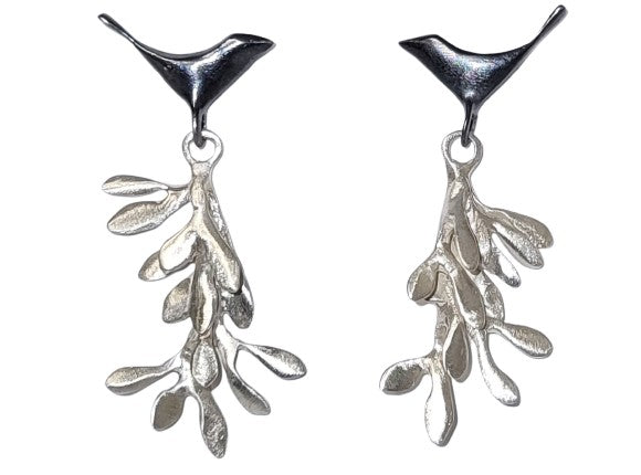 Long branch and bird drop earrings